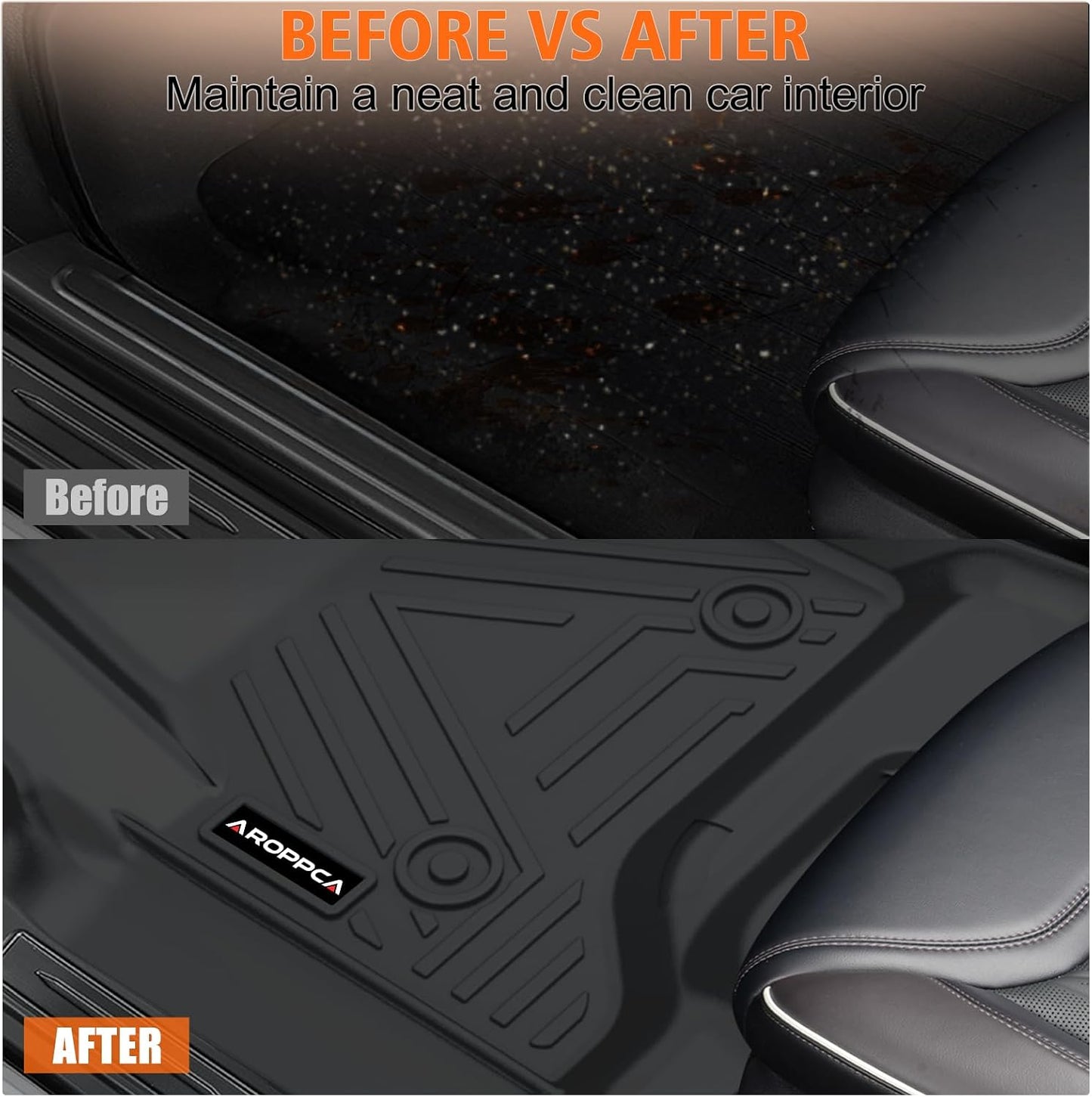 All Weather Car Floor Mats for 2014-2018 Chevrolet Chevy Silverado/GMC Sierra 1500 Crew Cab, 2015-2019 Silverado/Sierra 2500 HD/3500 HD Crew Cab, TPE Floor Liners for Chevy Silverado Accessories