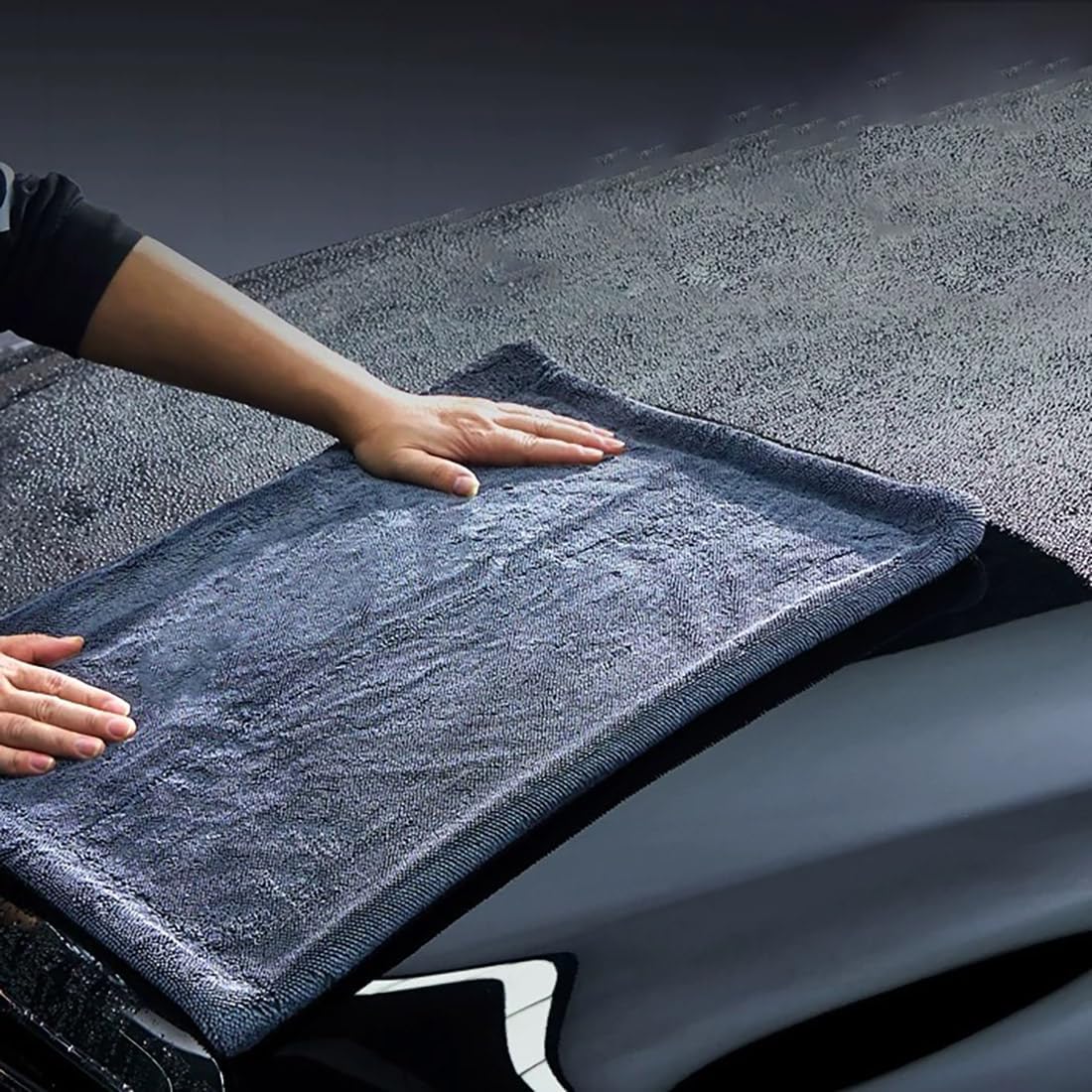 1200GSM Microfiber Car Drying Towel, Double-Twist Loop, Ultra-Absorbent, Quick-Dry, Lint- & Streak-Free, Scratch-Safe, for Car Wash & Detailing (1 Pack) (Dark Grey, 16" x 24")