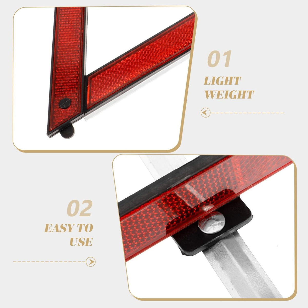 Yardwe 3pcs Reflective Triangle Frame Reflector Safety Warning Triangles for Vehicles, Portable Abs Material with High Reflectivity, for Emergency Situations and Road Parking