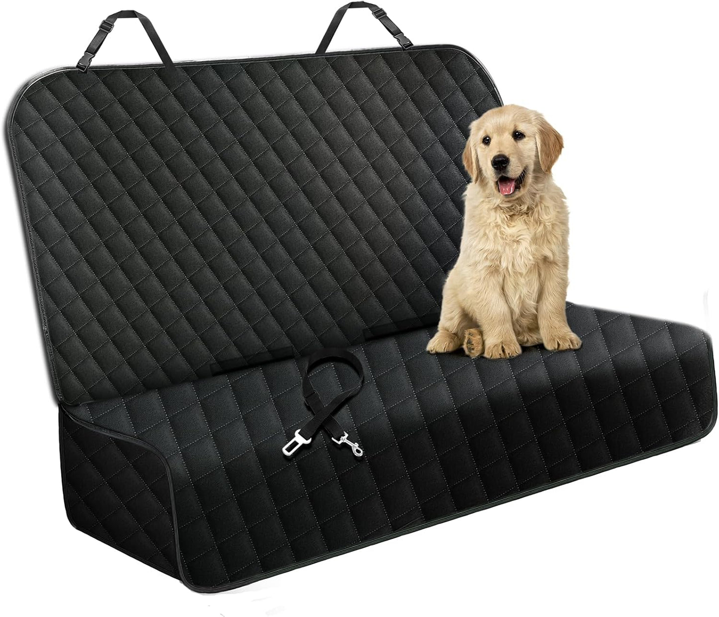 Meolsaek Dog Car Seat Cover for Back Seat, Scratch Proof Nonslip Pet Car Seat Cover, 4 Layers Waterproof Heavy Duty Back Seat Pet Cover for Dogs with Storage Bag (Black)