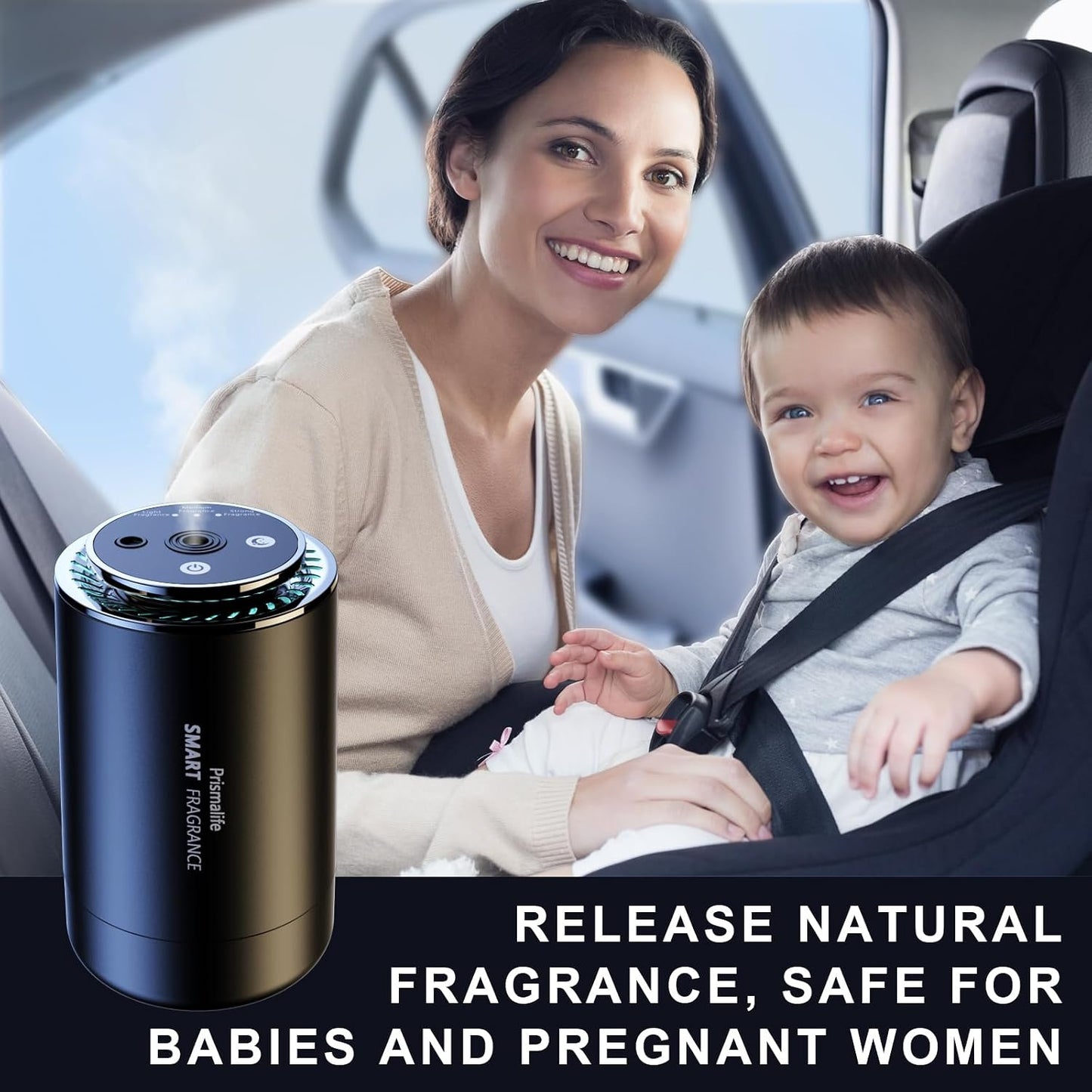 2025 Upgrade Smart Car Air Freshener, Rechargeable Car Air Freshener Diffuser with Starlight Projector & Atmosphere Light, Adjustable Car Freshener with Ultrasonic Tech & Auto On/Off, 50ml Perfume