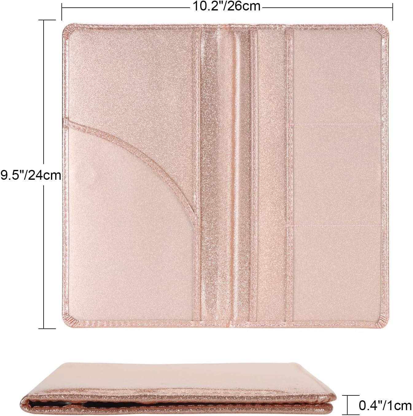 Cacturism Car Registration and Insurance Holder, Car Accessories Vehicle Glove Box Car Organizer Men Women Wallet Case with Magnetic Shut for Cards, Essential Document, Driver License, Bling Rose Gold