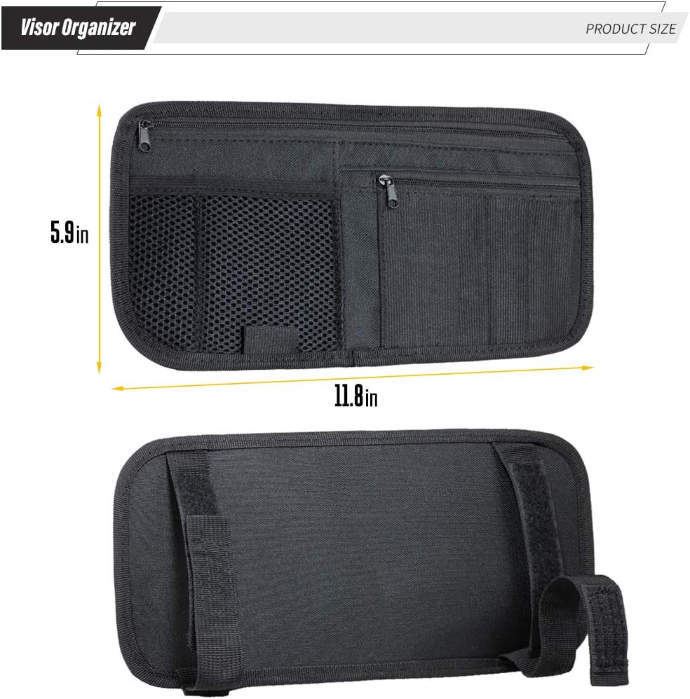 LIVANS Car Sun Visor Organizer, Vehicle Visor Storage Pouch, Auto CD and Glasses Holder, Interior Car Accessories for Credit Card and Registration Document, Fits Most Cars, SUVs, Jeeps, Trucks