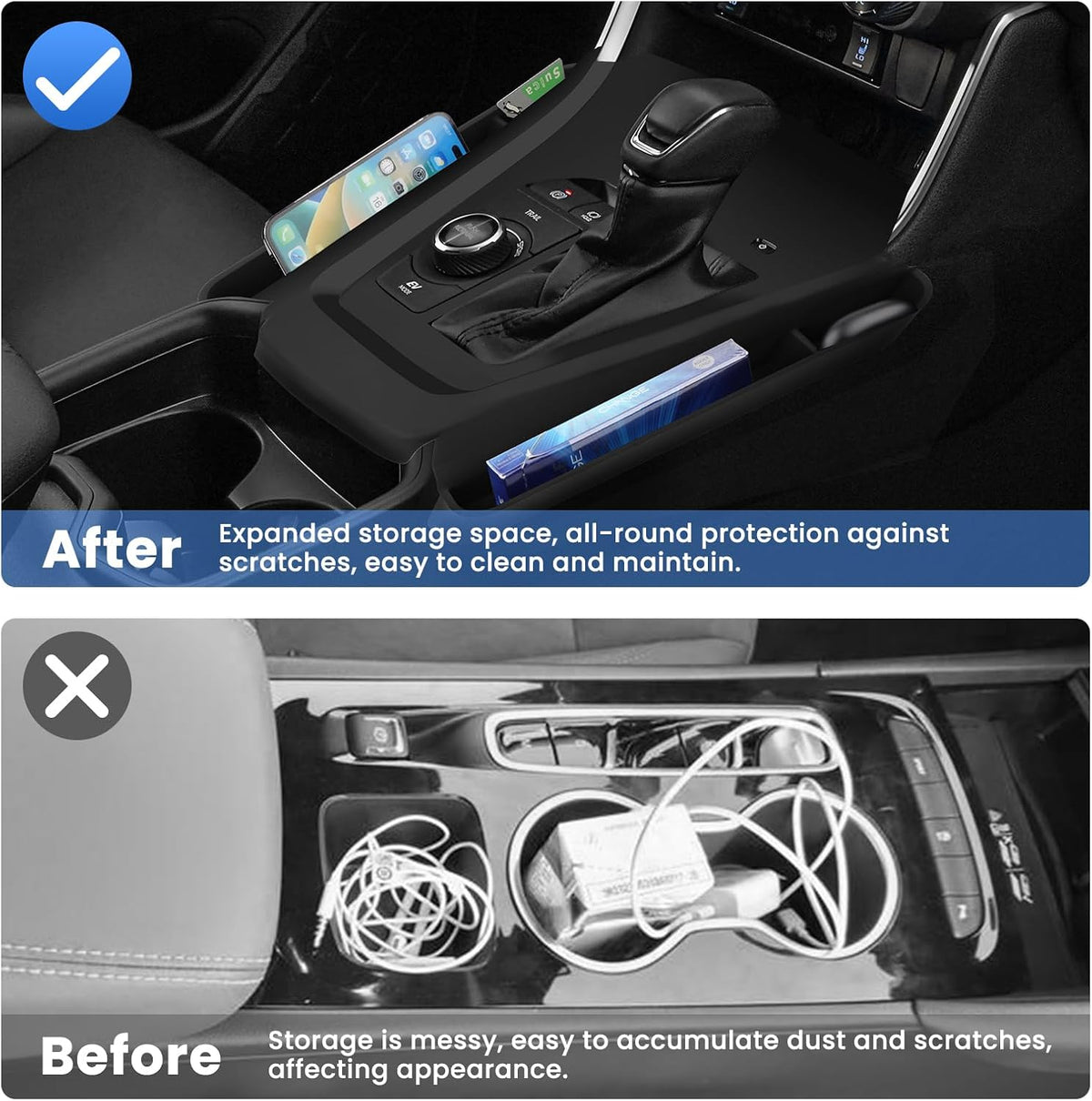 Autorder Silicone Center Console Organizer for 2019-2025 Toyota RAV4 Accessories Seat Gap Storage Box Soft Gear Shift Panel Trim Cover