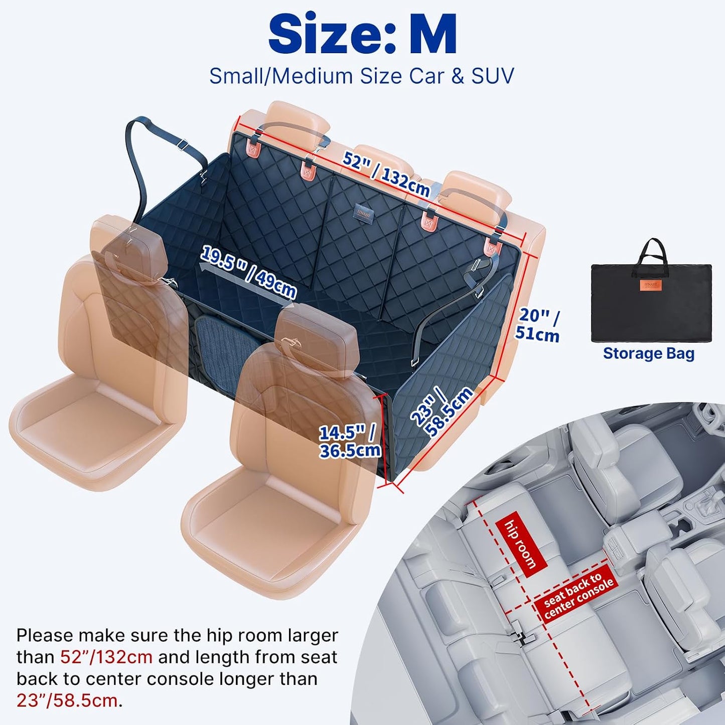 Convertible Back Seat Extender for Dogs, Foldable 400lbs Hard Bottom Dog Car Seat Cover for Back Seat, Waterproof Dog Hammock Bed Backseat Cover for Dogs in Car SUV Truck Pet Seat Cover Black M