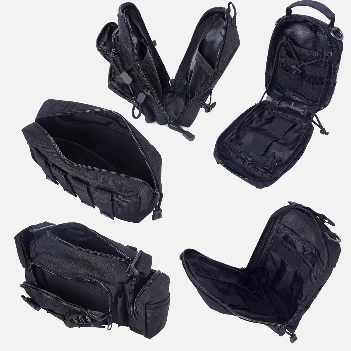 Universal Tactical Car Seat Back Organizer Bag Tactical Molle Vehicle Organizers Panel Vehicle Protector Organizers with 5 Detachable Pouches for Car Truck Ford Jeep (Model A-Black)