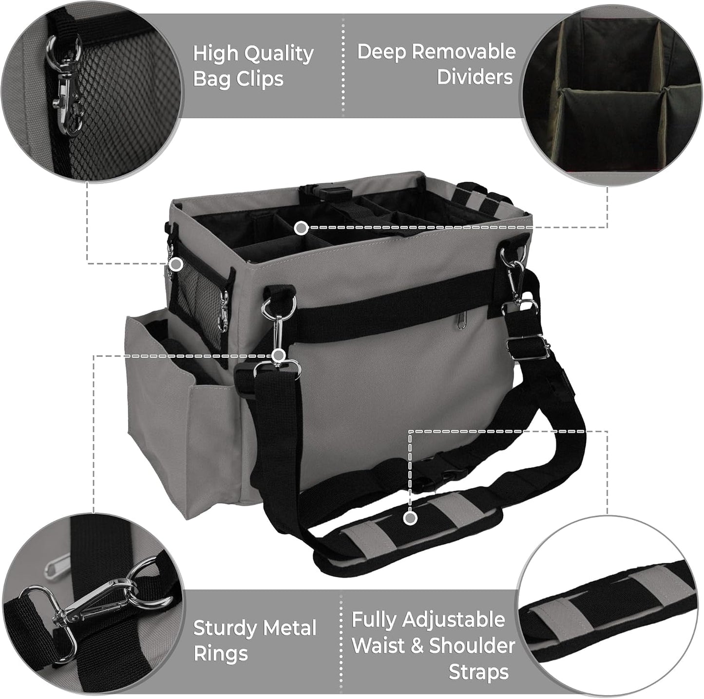 Car Trunk Organizer - Large Capacity Storage Bag with Adjustable Straps | Collapsible Auto Organizer for SUV Sedan Backseat | Durable Easy Clean Gray
