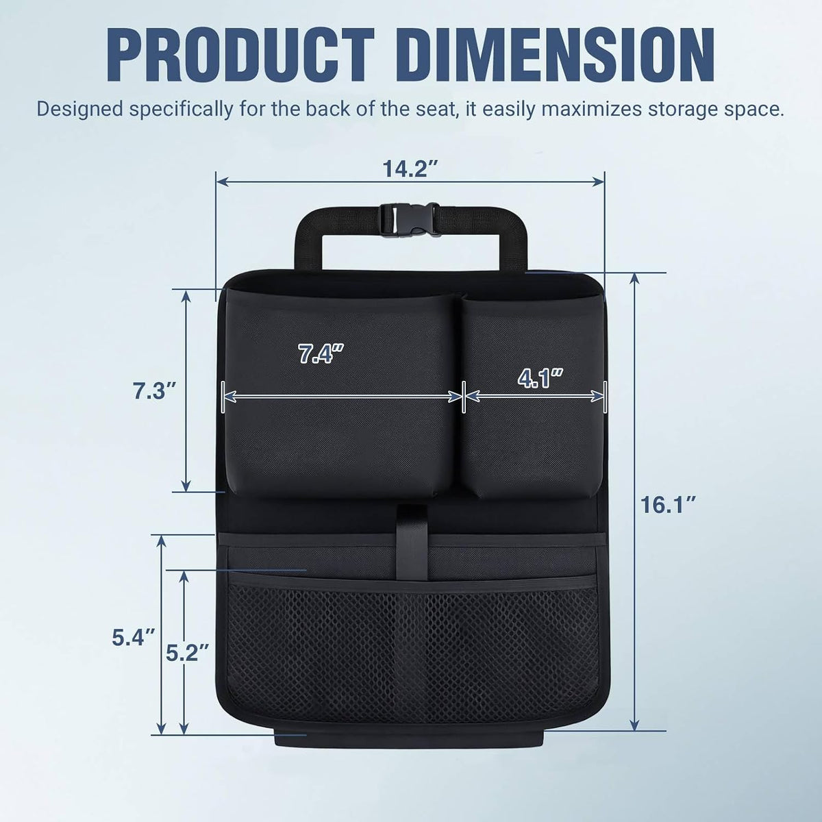 Nilight Car Seat Back Organizer 2PCS Black Oxford Fabric Universal