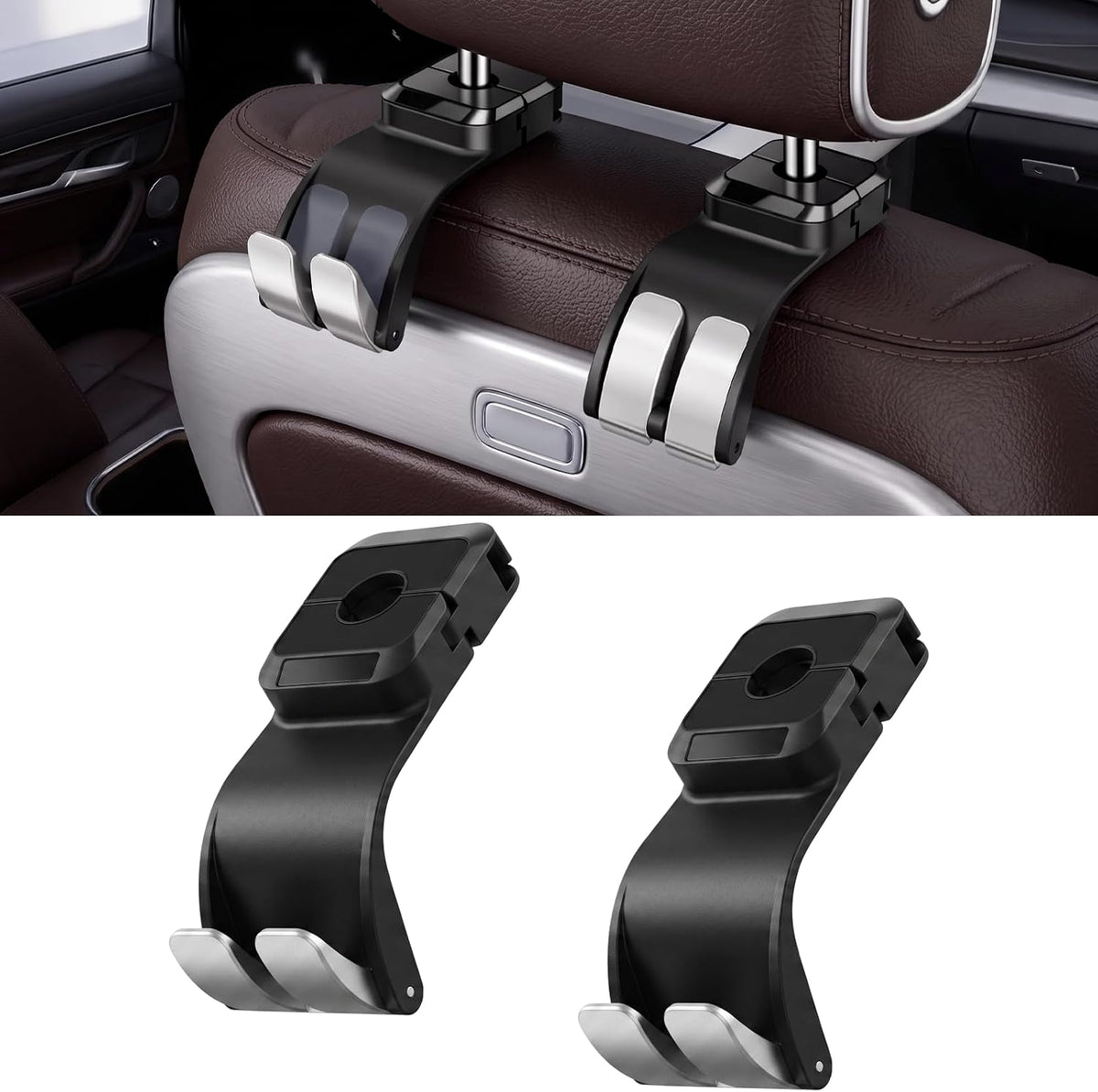 2PCS Purse Hook for Car Seats Headrest,Universal,Keep Car Tidy,Black