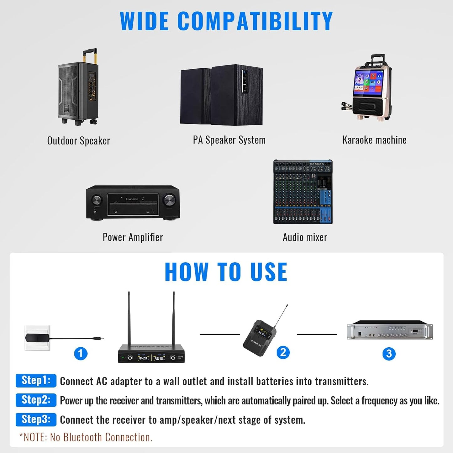 Phenyx Pro Dual Wireless Microphone System PTU-52-2B Bundle with The Customizable Medium Size Carrying Case