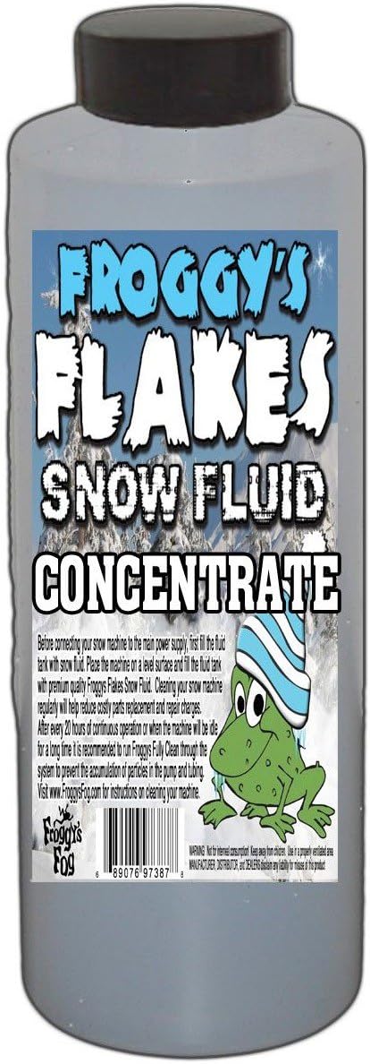 Froggy's Flakes Snow Machine Fluid Concentrate, 8 fl. oz, Extra-Dry Formula Snow Fluid with 30 Feet Float/Drop, Makes 1 Gallon Snow Fluid