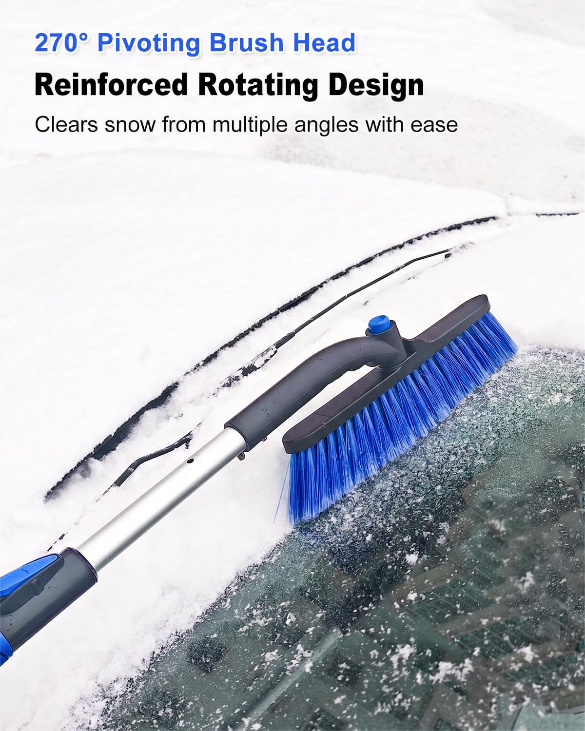 HEEYA 12.6 Inch Large Brush Head with Ice Scraper, Snow Scraper - Blue