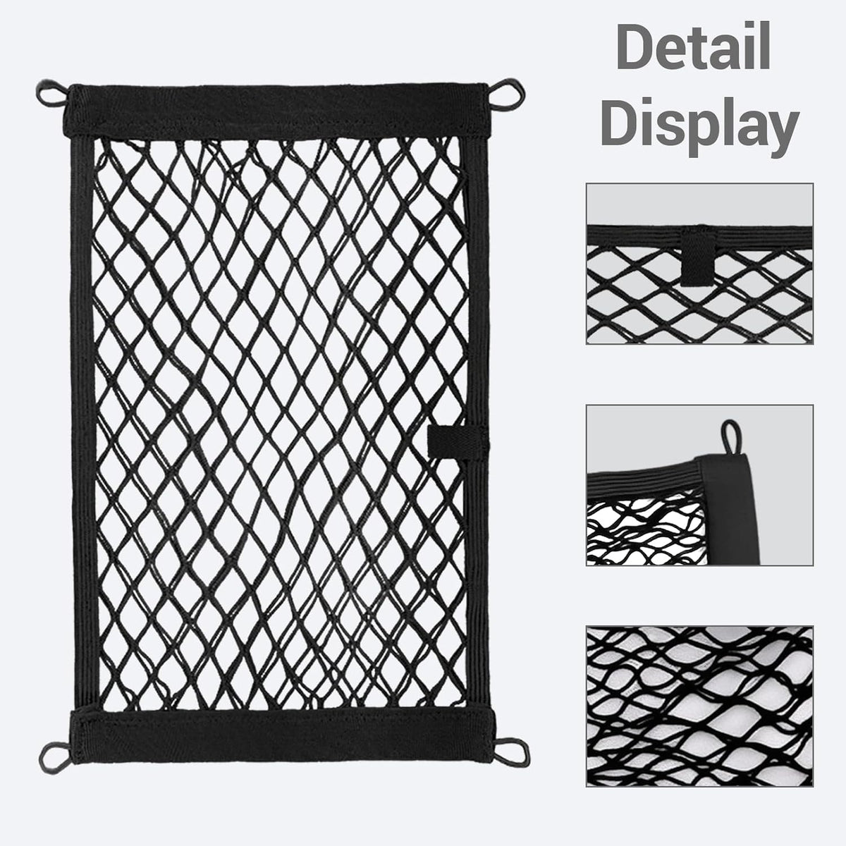 Small Cargo Net Pocket, 2-Pack Elastic Mesh Storage Organizer for Car, Trunk, RV, Boat, and Home, Mesh Pouch with Hooks & Screws (17.7” x 9.8”)
