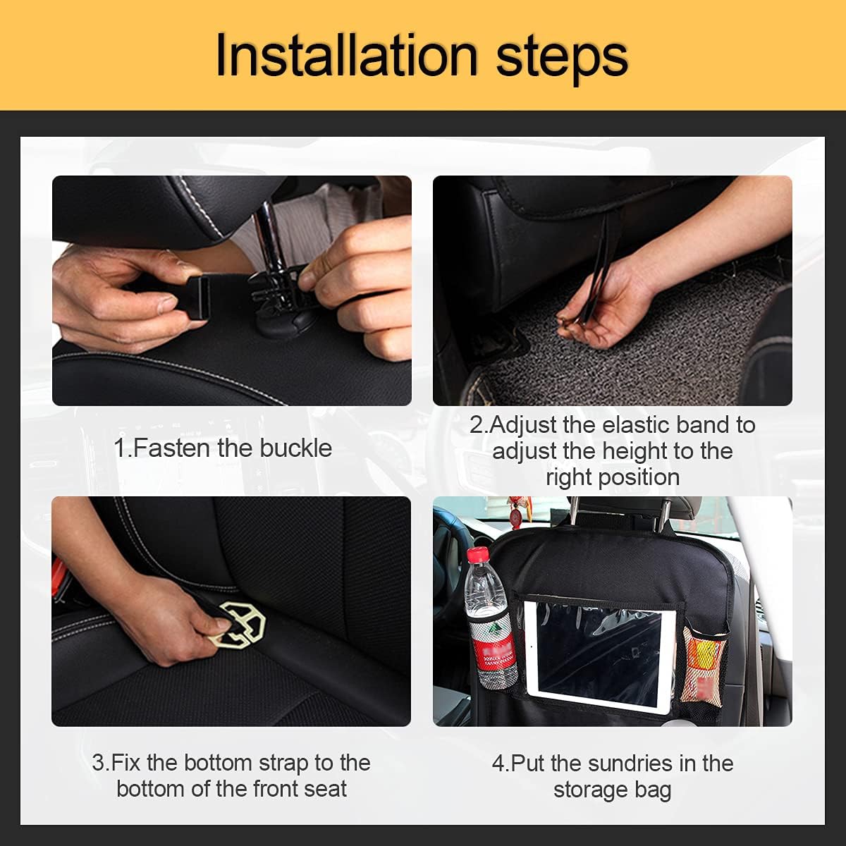 Car Seat Back Organizer, Waterproof and Durable with 10" Table Holder, 9 Storage Pockets for Kids, Travel Accessories, 2 Pack