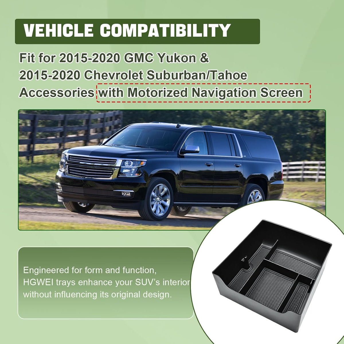 Center Console Organizer for 2015-2020 GMC Yukon & Chevrolet Suburban Tahoe