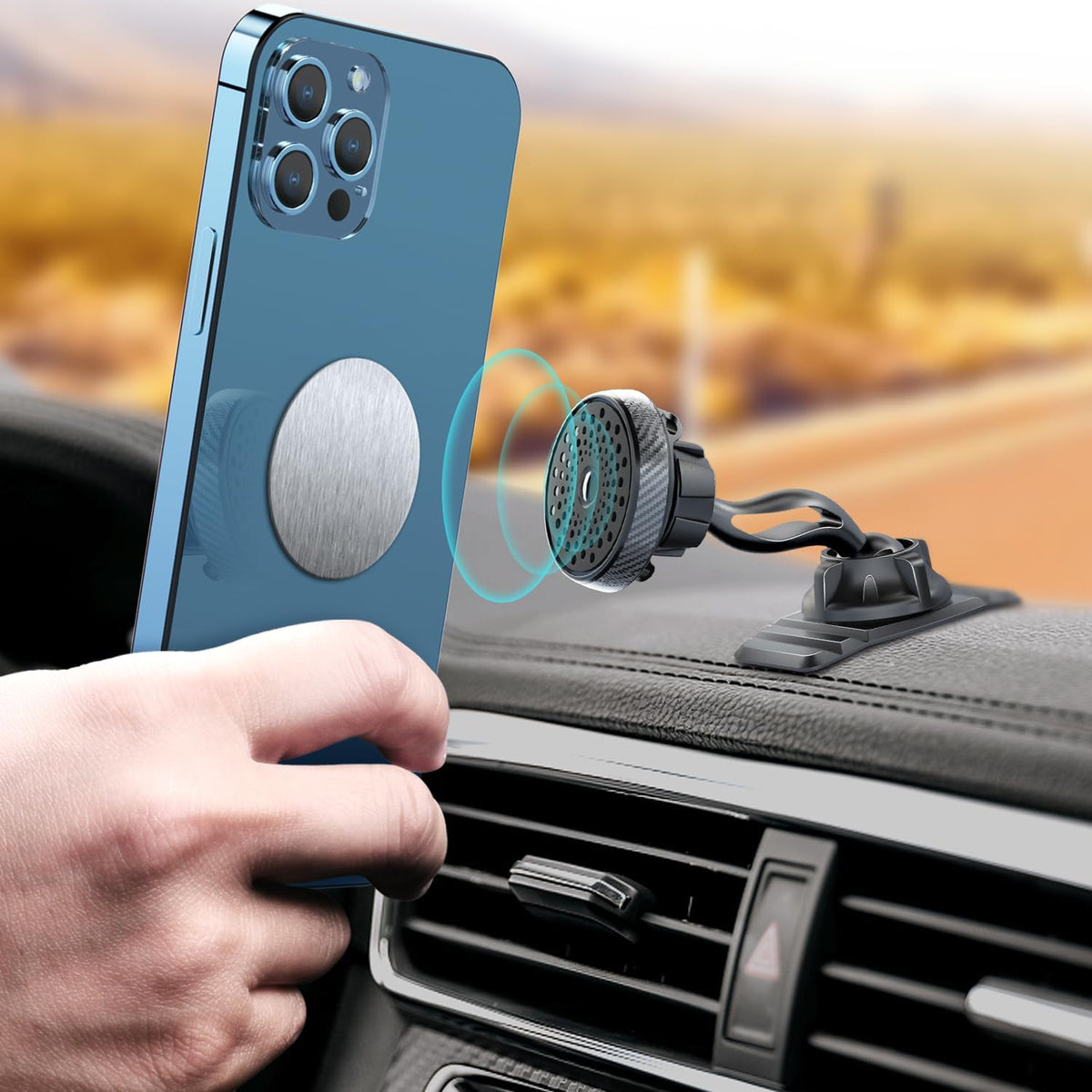 Magnetic Phone Holder for Car Dashboard, Large 3M Adhesive Mount Base