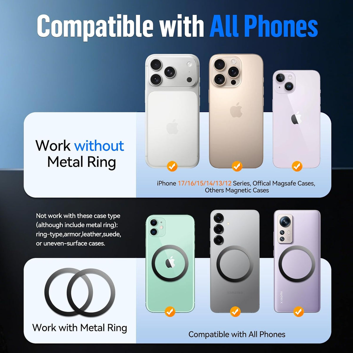 Magnetic Phone Holder for Car Dashboard Windshield Mount Strong Suction Cup