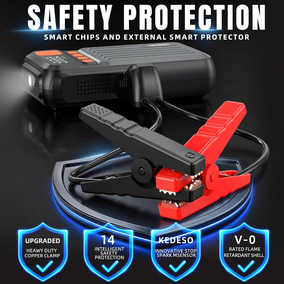 12V Car Battery Jump Starter with 160PSI Air Compressor, Jump Box