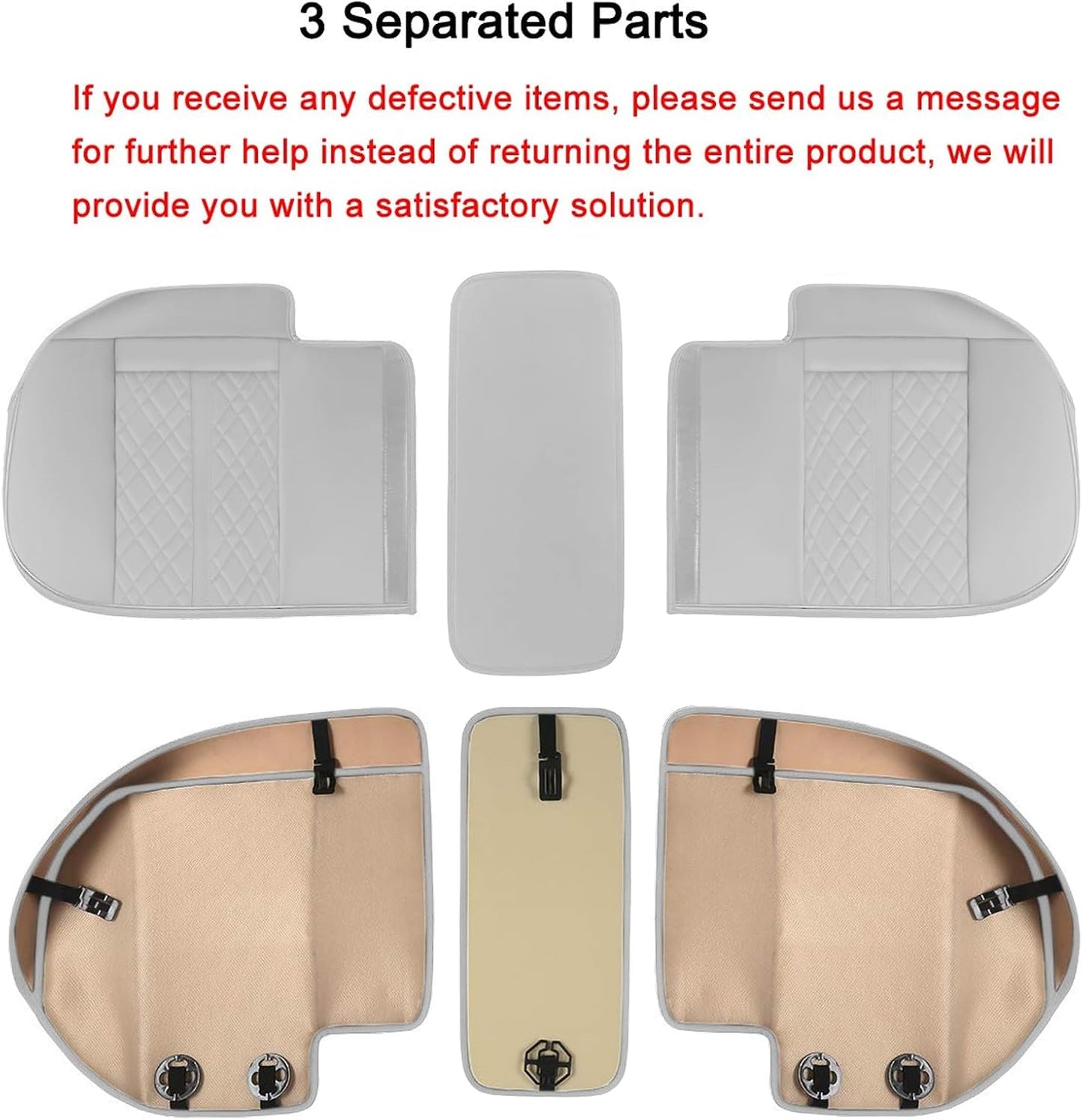SanQing Car Seat Cover for Rear Car Seat Bottom,Luxury PU Leather Seat Cushion Protector Auto Interior Seat Cover Without Backrest,Full Wrapping Edge Works with Sedan SUV Pickup Minivan (Gray Rear)