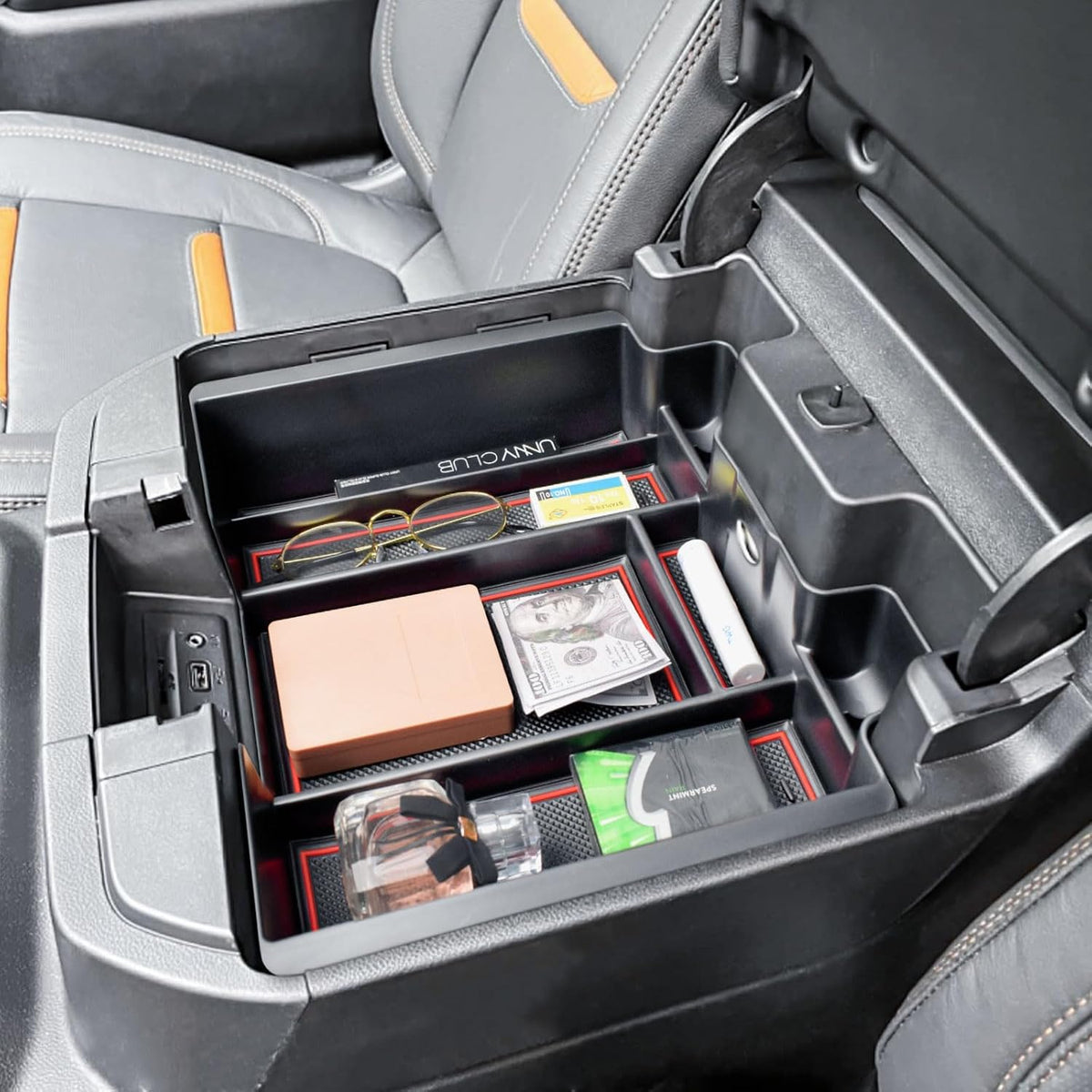 Center Console Organizer for 2019-2022 Chevy Silverado/Sierra 1500, Red