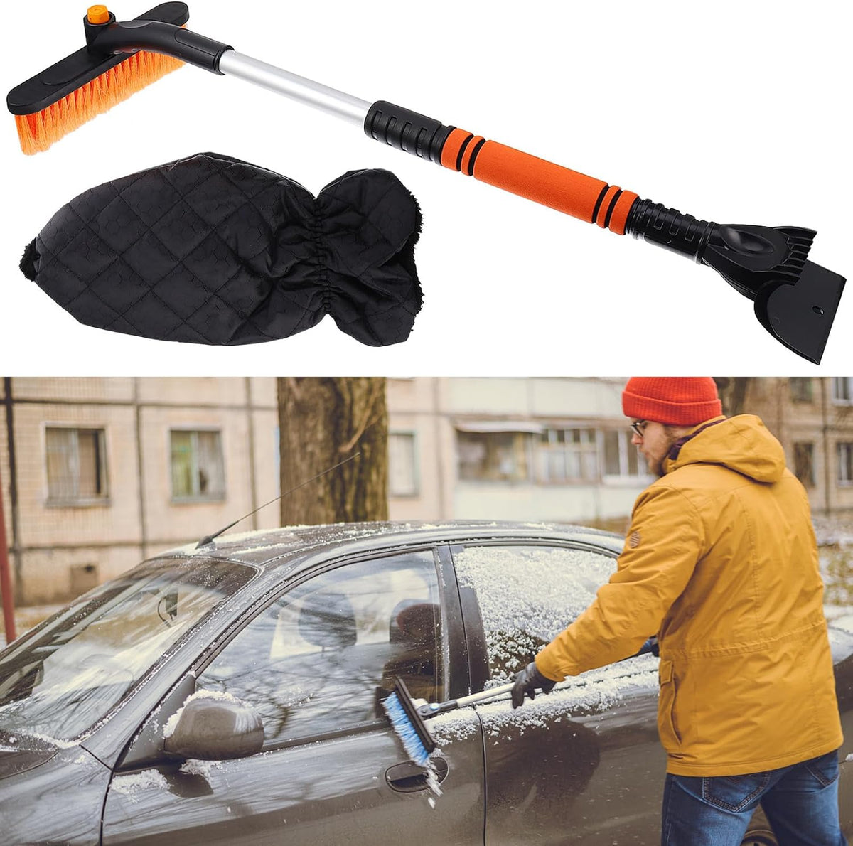 iplusmile Xmas Car Ice Shovel Adjustable 2-in-1 Windshield Snow Brush