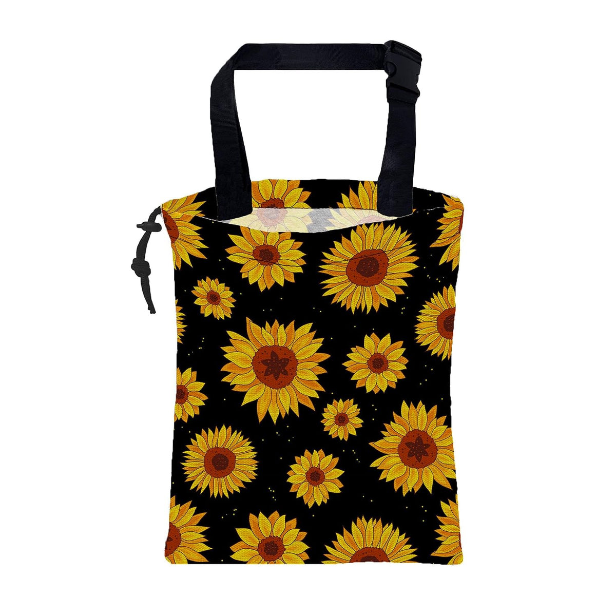 Car Garbage Bag Blooming Yellow Sunflowers Drawstring Car Trash Bag Hanging for Back Seat with Adjustable Buckle Canvas Vehicle Trash Can Easy-to-Install