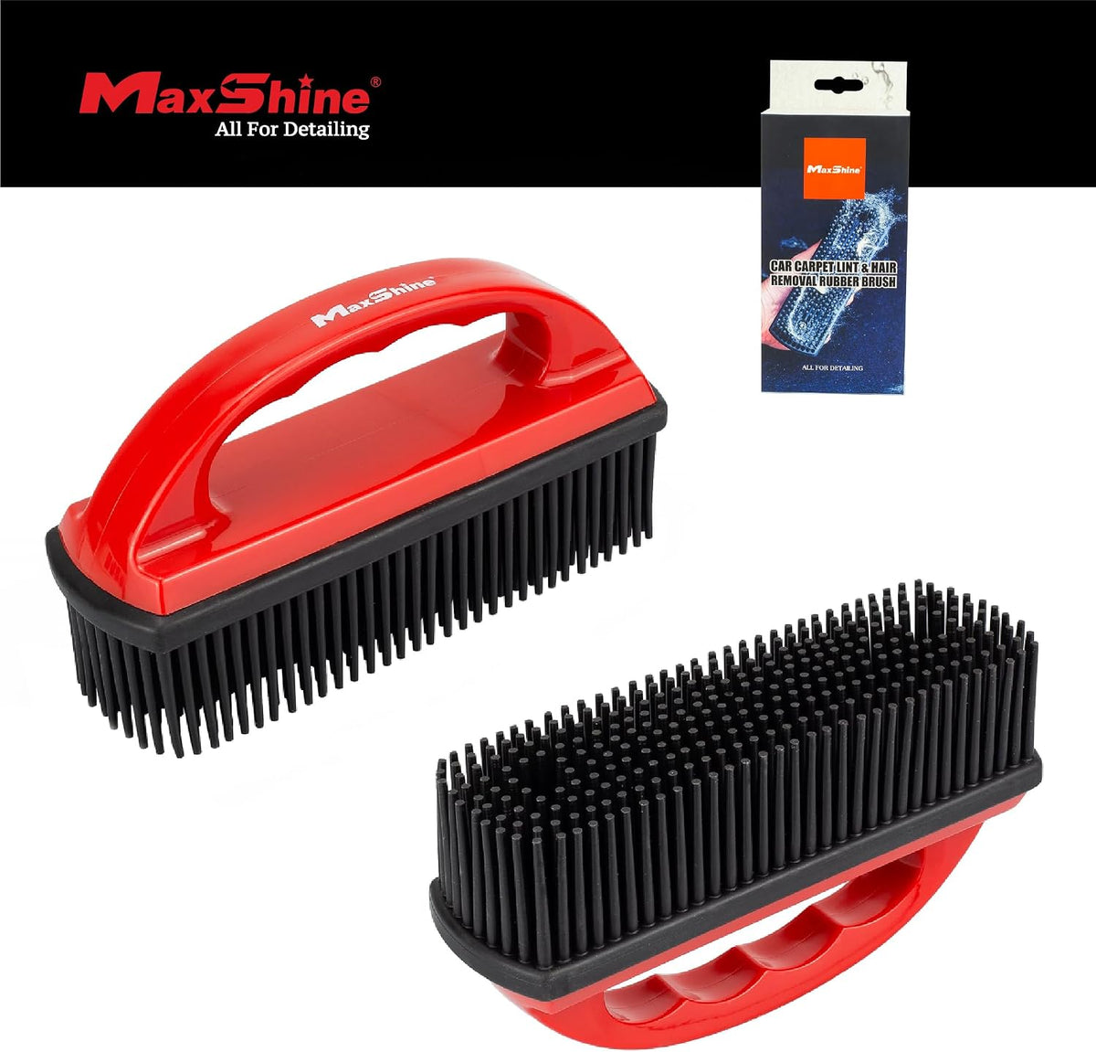 Maxshine Universal Car Carpet Lint & Hair Removal Brush - Electrostatic Rubber Bristles - Efficiently Removes Pet Hair from Dogs, Cats & Other from Interiors & Carpets - Easy-to-Clean