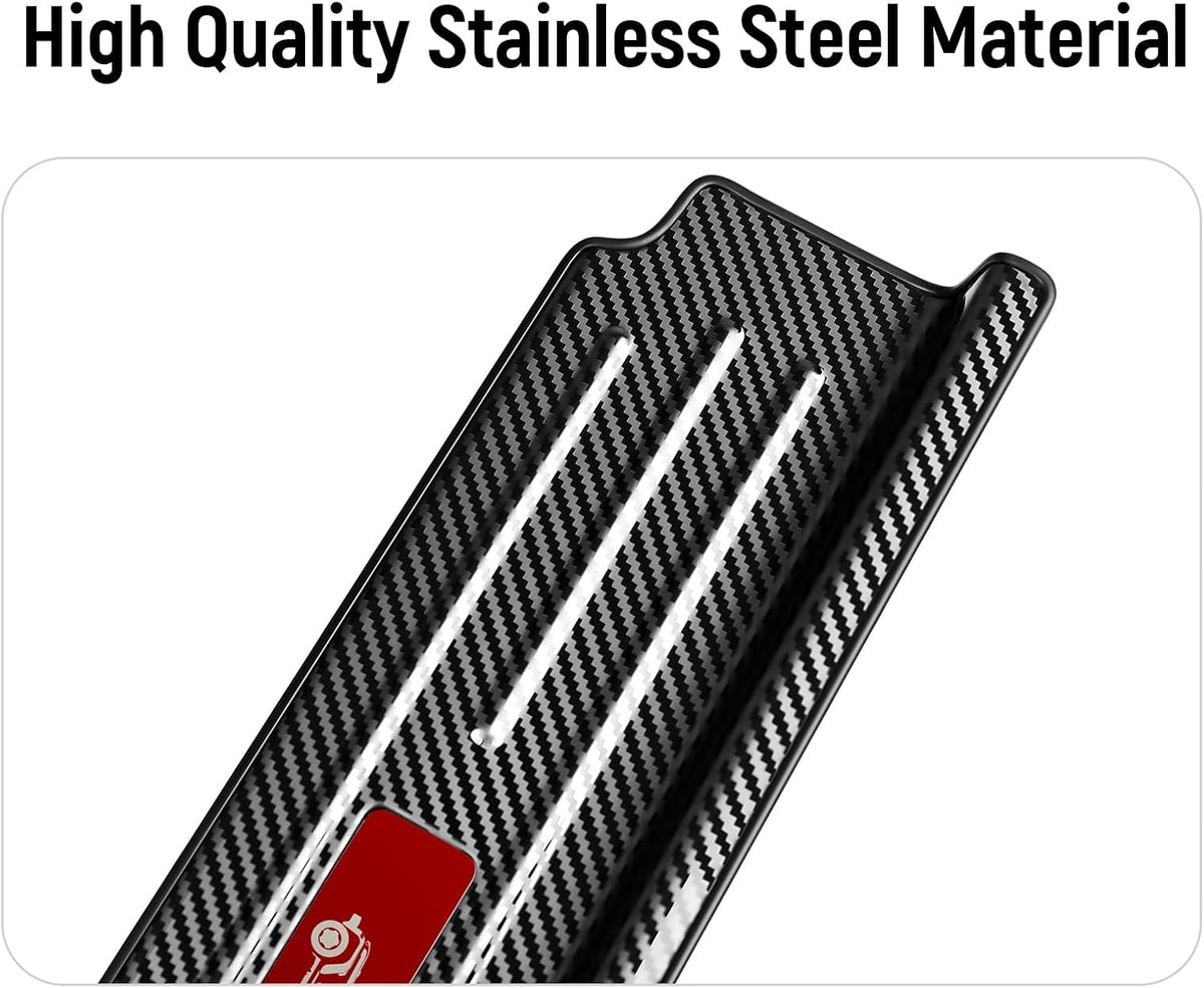 4PCS Door Sill Guards for Jeep 2018-2026 Wrangler JL JLU & 2020-2026 Gladiator JT Accessories Stainless Steel Material Red Trim Door Sill Protector Carbon Fiber Front Rear Door Entry Guard