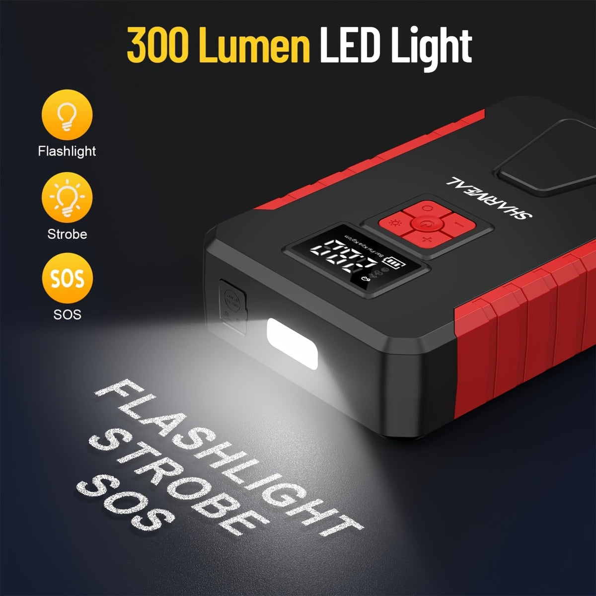 Sharmeal 21000A Portable Car Jump Starter Emergency Power Bank - 12V Battery Booster Charger with Flashlight - for Cars, Motorcycles, SUVs - Safely Jump-Start A Dead Battery in Seconds