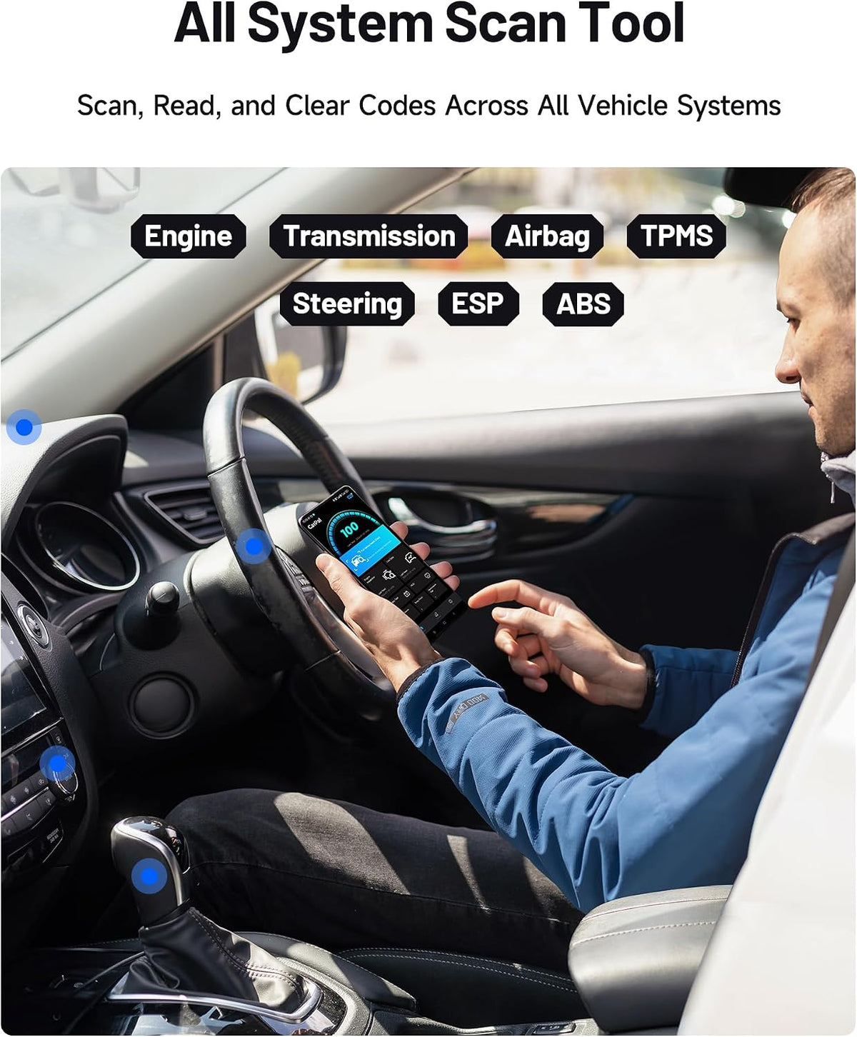 TOPDON Carpal Bluetooth Car Code Reader, All System Scanner, iOS & Android