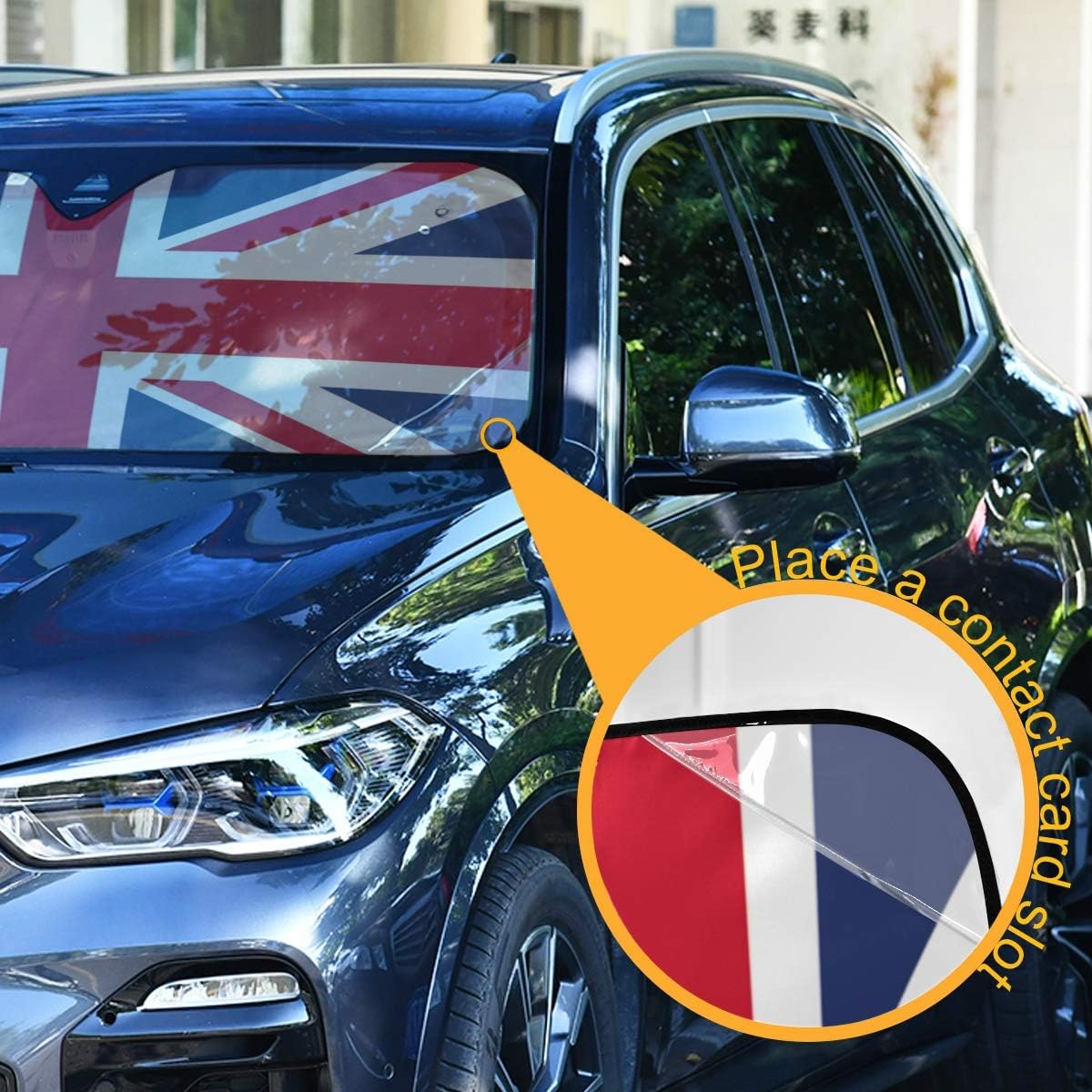 British Flag Union Jack UK Car Windshield Sun Shade Block UV Rays Sun Visor Protector Accordion Folding Sunshade Keep Vehicle Cool&Damage Free, Easy to Use, Fits Windshields of Various Sizes