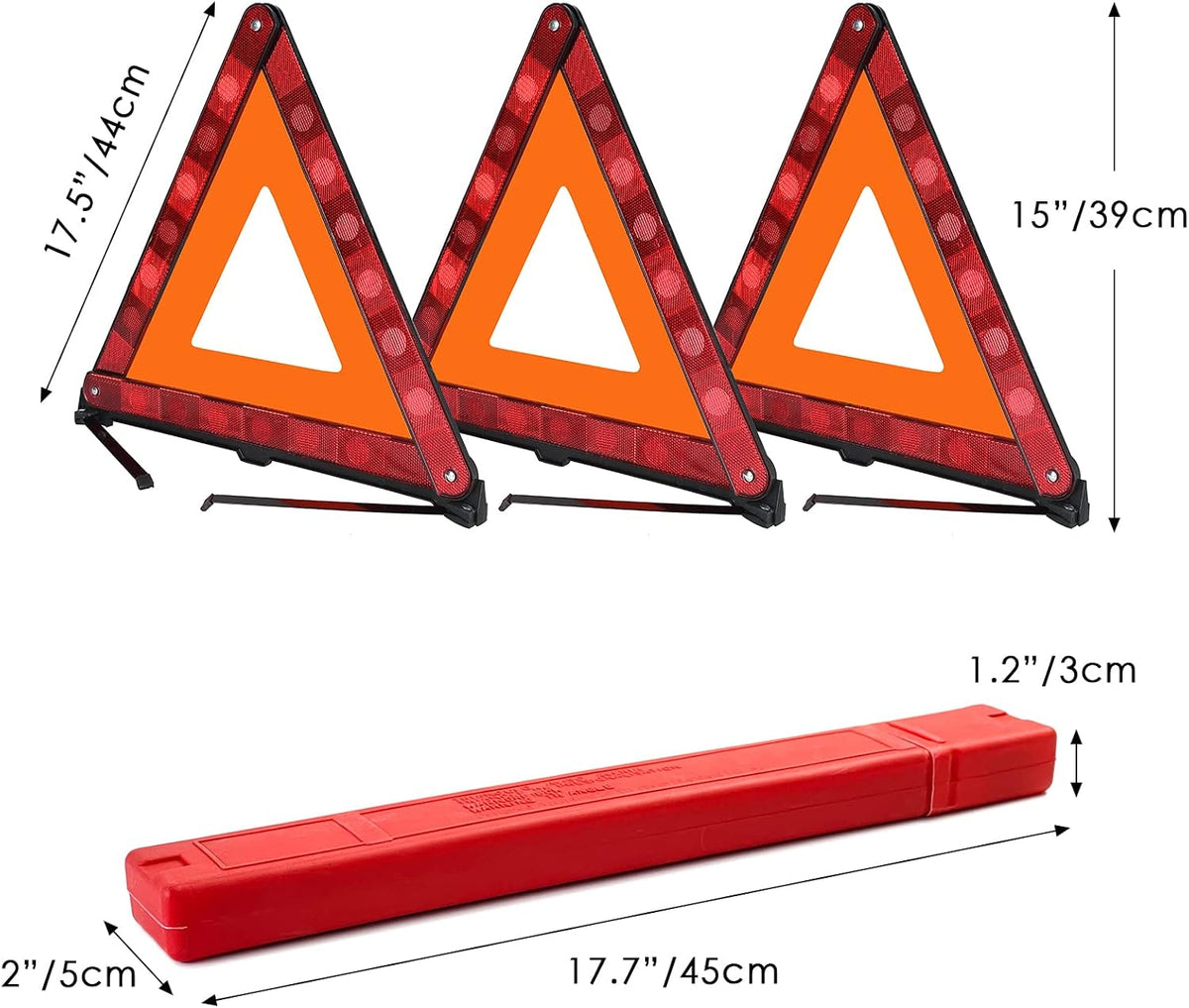 FLKQC Warning Triangles Safety Emergency Kit, Foldable Reflective Kits