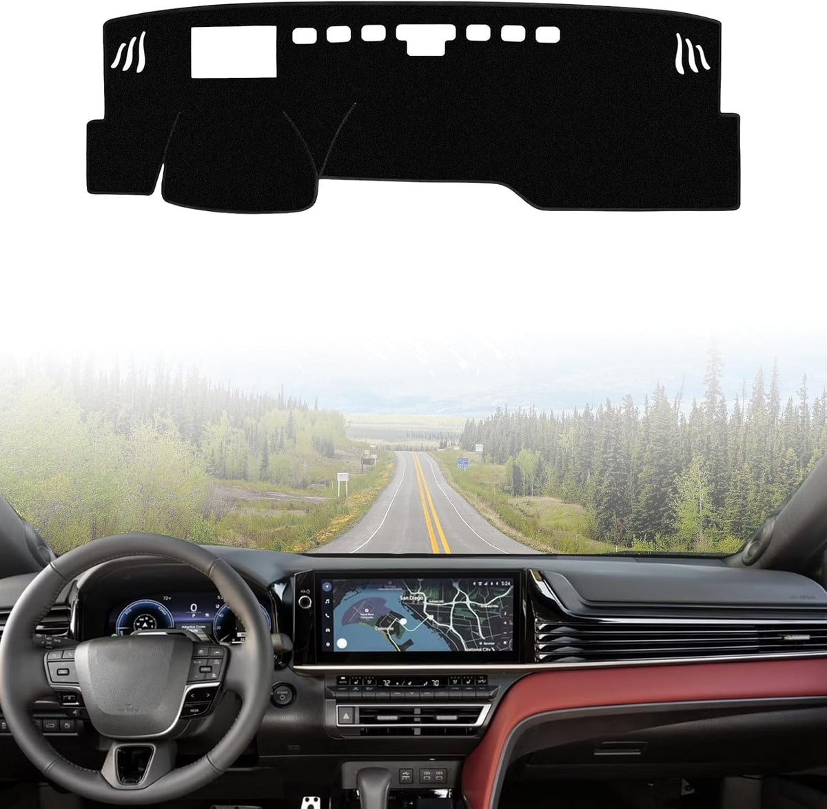 Dashboard Cover Suitable for Toyota RAV4 2019 2020 2021 2022 2023 2024 2025 Car Dashboard Cover Sun Visor Mat Non-Slip Polyester Dashboard Accessories (Black)