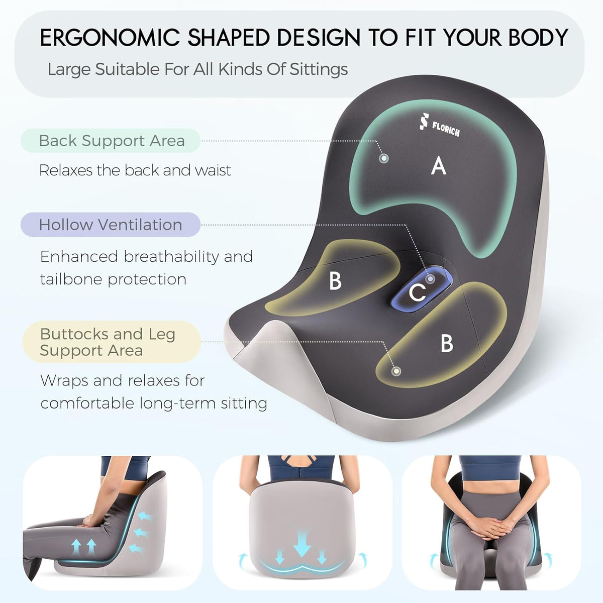 Car Seat Cushion and Lumbar Support Pillow, Larger Memory Foam Seat Cushion, Ergonomic L-Shaped Design Cushion for Back Pain Relief, Non-Slip Driving Cushion for Car, Office, Truck, Wheelchair-Black