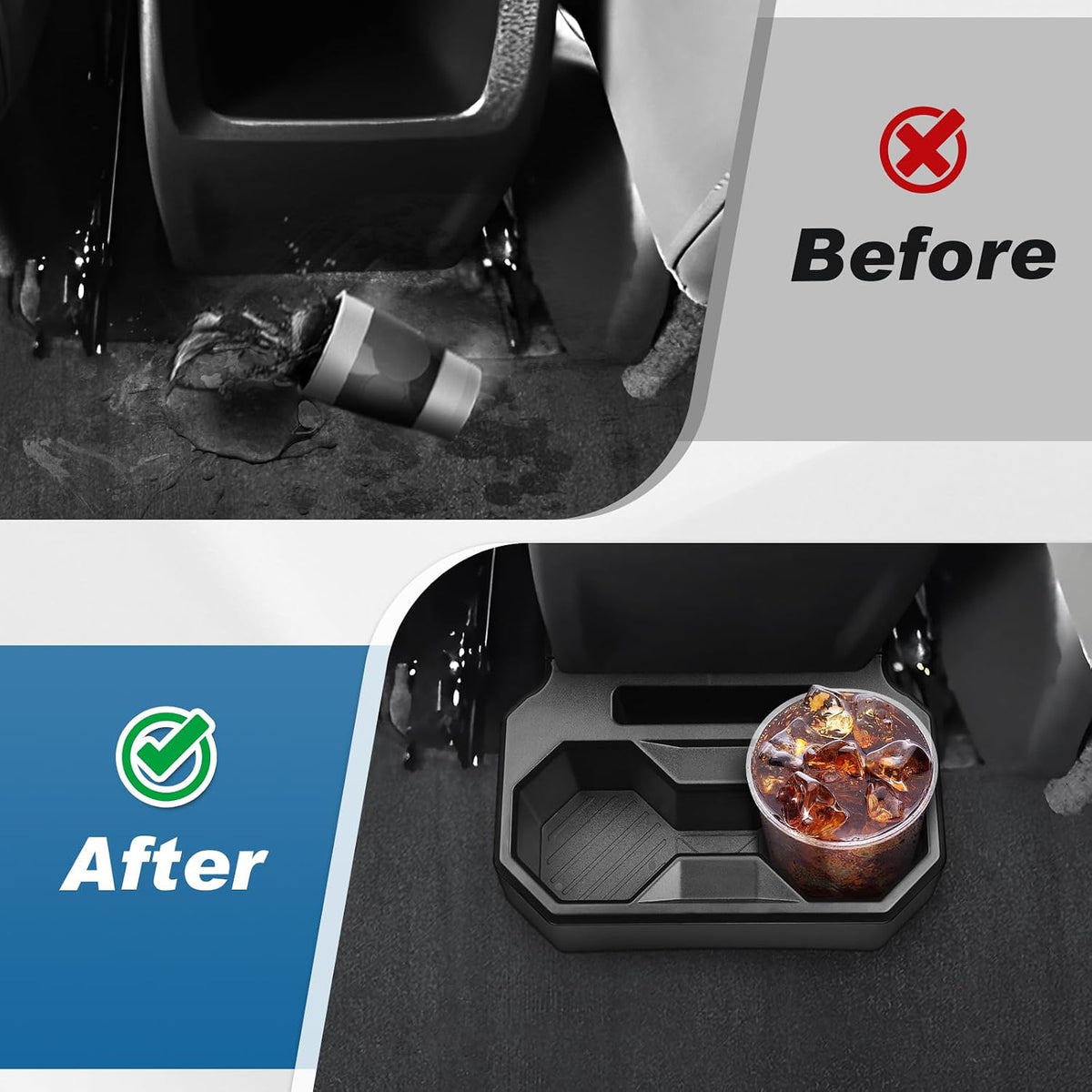 Karltys Car Backseat Cup Holder, Fixable Rear Cup Holder Organizer Tray with Tools, Interior Accessories Floor Back Seat Cup Holder for Chevy Chevrolet Trax 2024 2025 2026