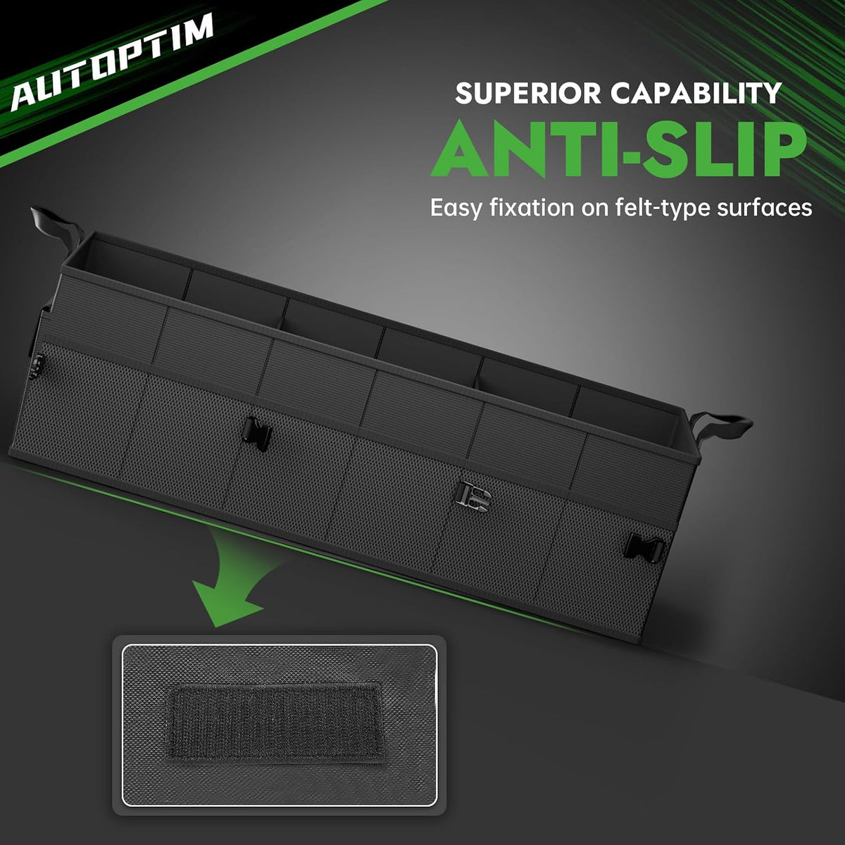 AUTOPTIM Car Trunk Organizer - 85L Collapsible Car Organizer with Non Slip Bottom & Multiple Pockets for Groceries, Trunk Storage with Base Panel for SUV Sedan Van, 3 Compartments (Black, X-Large)