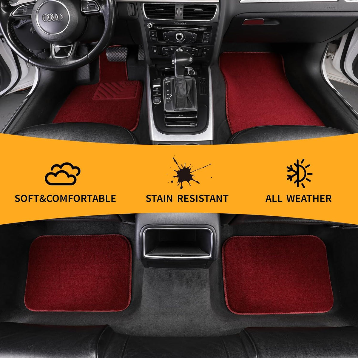 EKR All-Weather Universal Floor Mats,Thick Anti-Slip Car Carpet,4pcs