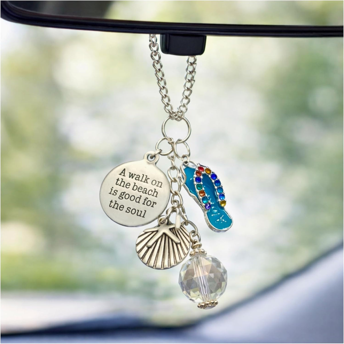 Rear View Mirror Charm, Beach Sun Catcher, Car Accessory
