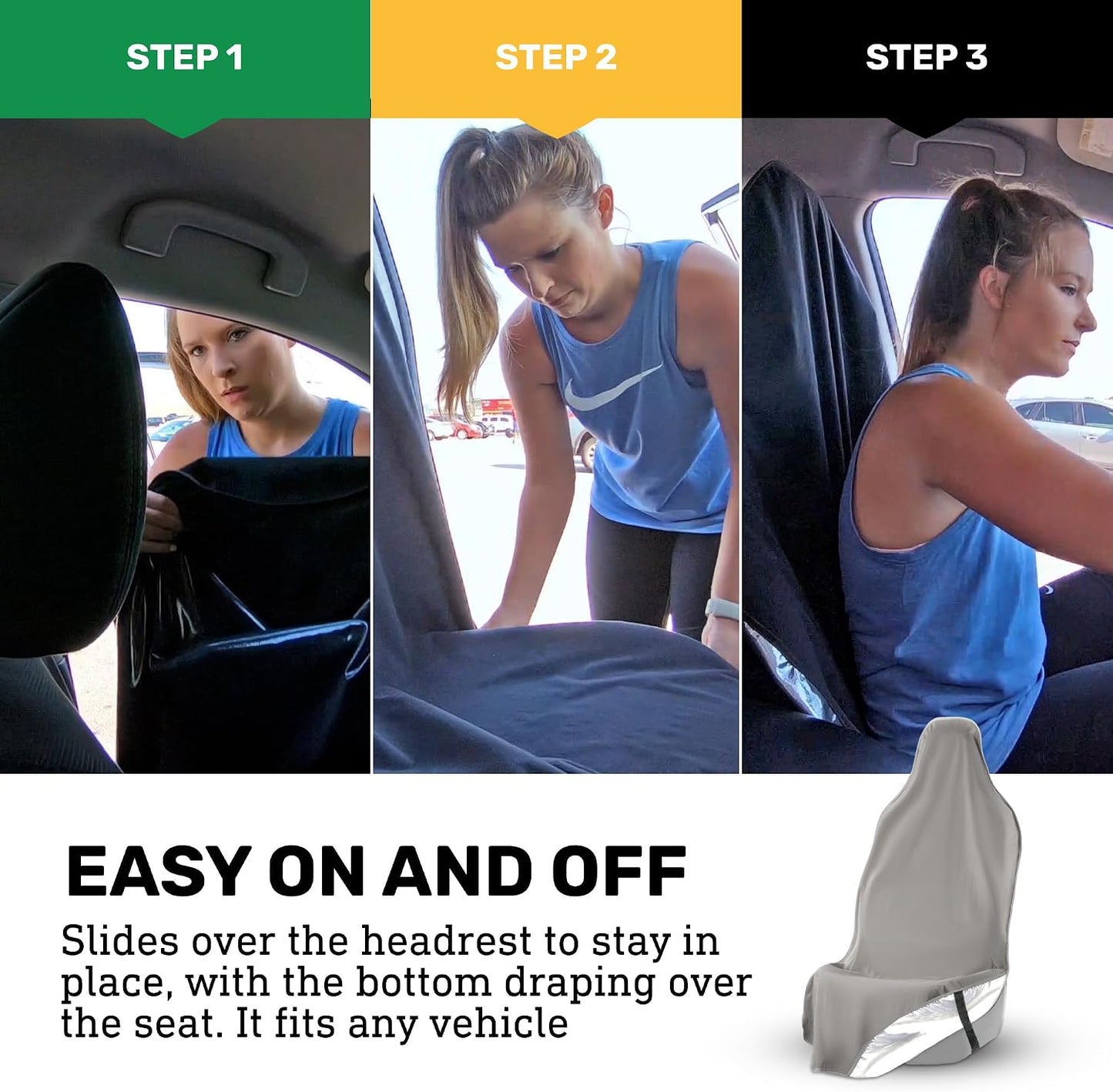 EliteSport Front Seat Cover, Universal Fit Waterproof, Sweatproof, Odor-Resistant, and Machine Washable Car Seat Protector with Non-Slip Underlayer for Pet, Travel, and Outdoor Adventure, Gray