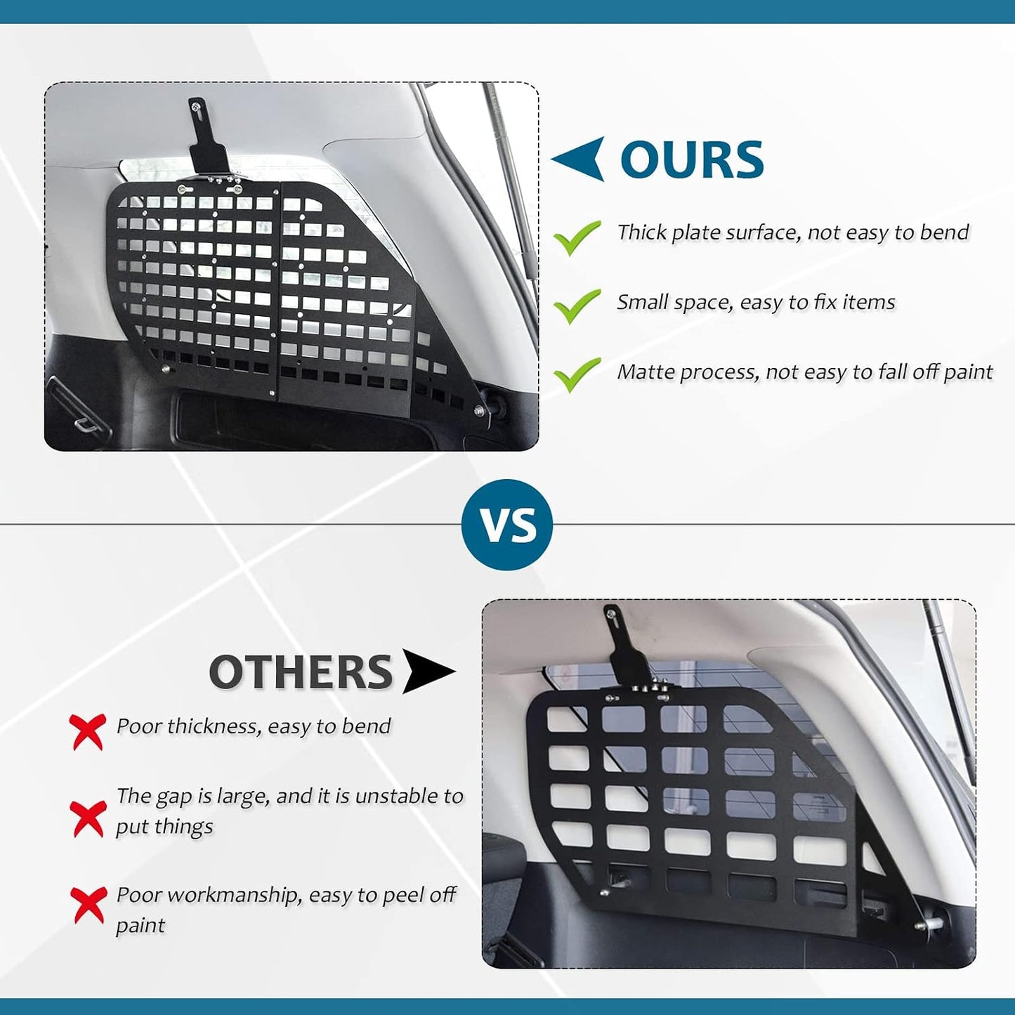 Modular Storage Panel System Rear Window Molle Panel with 10 Fastening Tape for Toyota 4Runner 2010-2023
