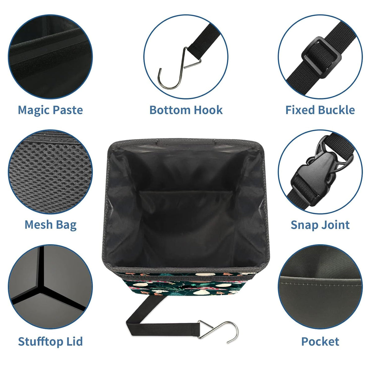 Car Trash Can – Multi-Purpose, Lightweight and Portable with Durable Water-Resistant Coating, No Installation Required, Practical and Ample Capacity, Variety of Colors.Mushroom