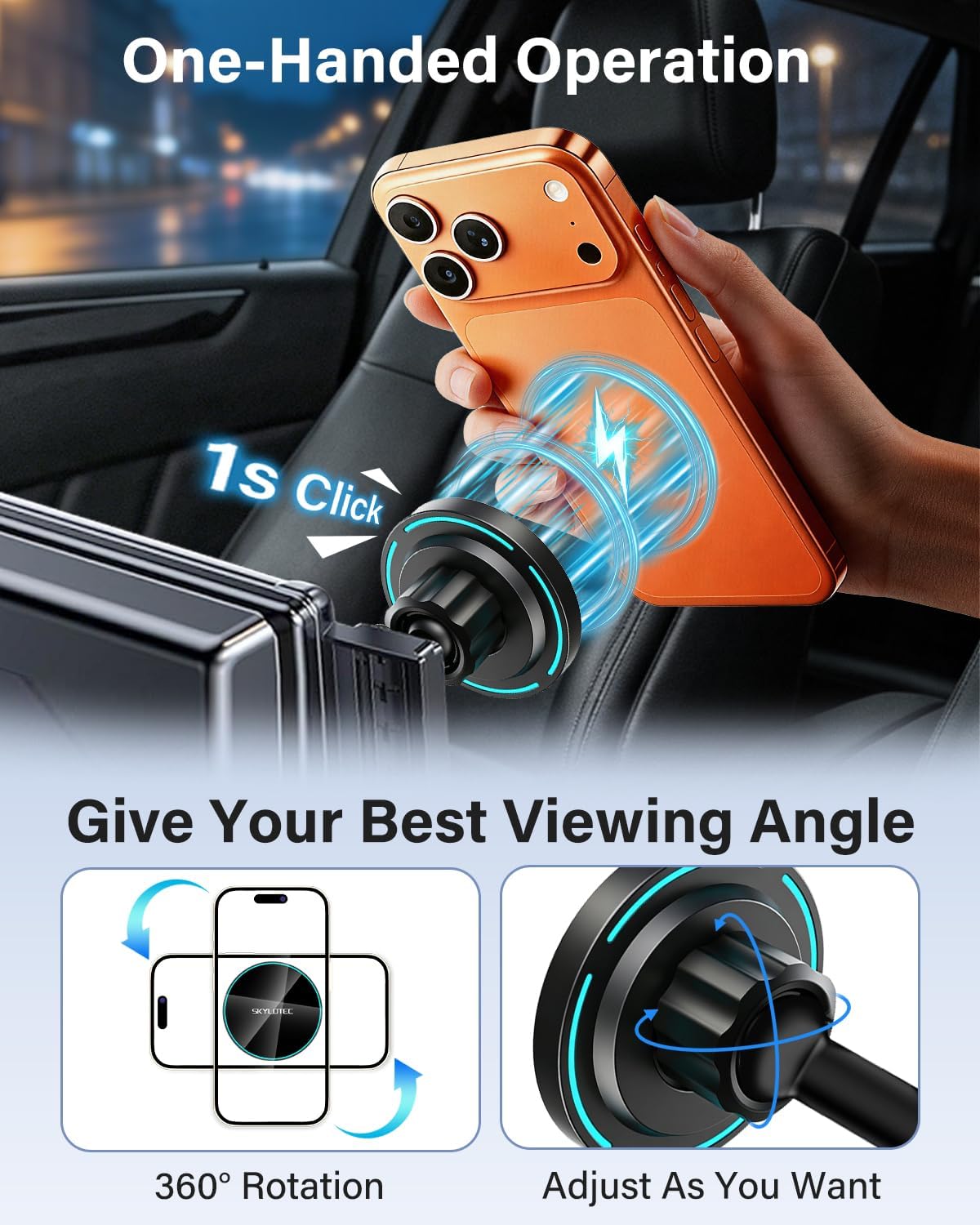 SKYLOTEC 15W Magnetic Charger Phone Holder for Toyota RAV4 2019-2025