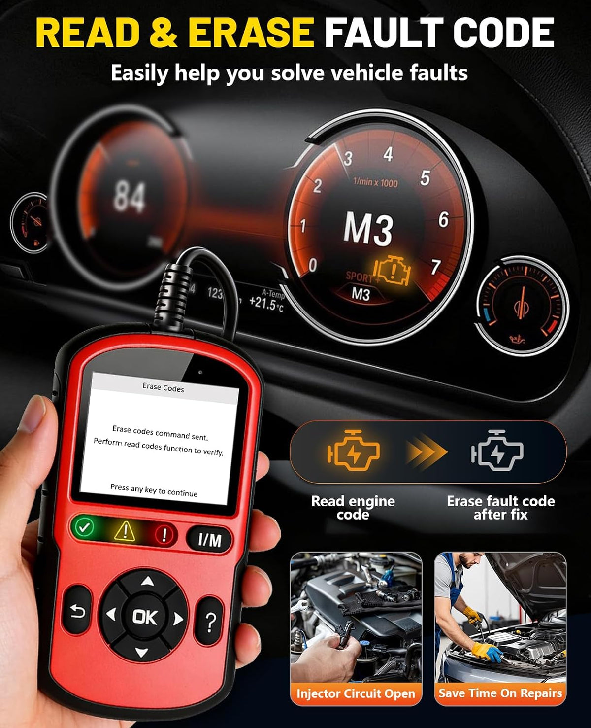 Autel OBD2 Scanner Autolink AL549, Car Code Reader for Check Engine Light, OBD2 Scan Tool for Read & Clear Fault Codes, Battery Test & Live Data, OBDII Diagnostic Tool for 1996+Cars and Trucks