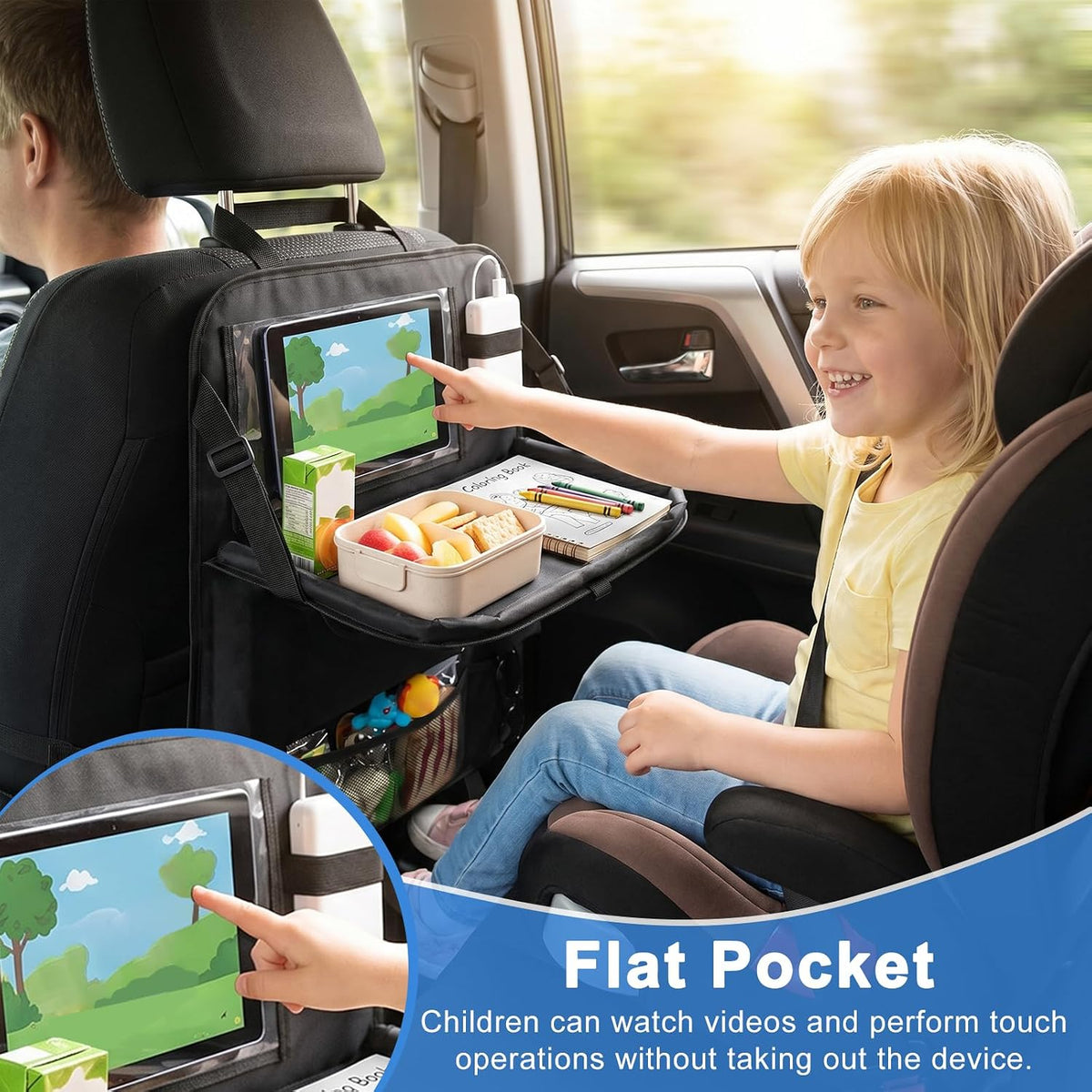 Car Backseat Organizer with Foldable Tray and Tablet Holder