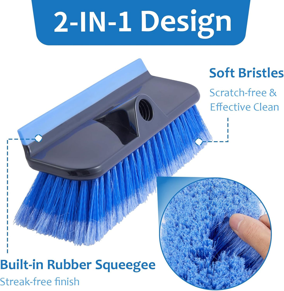 PIMEKOY 60" Car Wash Brush with Long Handle for Washing Exterior Car, Truck