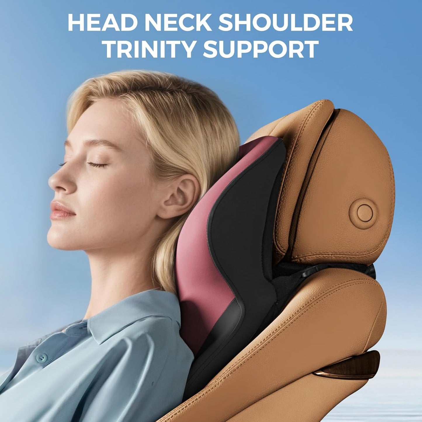 BEBAS Car Headrest Pillow, Ergonomic Neck Pillow with Memory Foam, Enlarged Surface for Head Neck Shoulder Support, Breathable Removeable Car Seat Pillow for Pain Relief(BlackRed, 1 Pack)