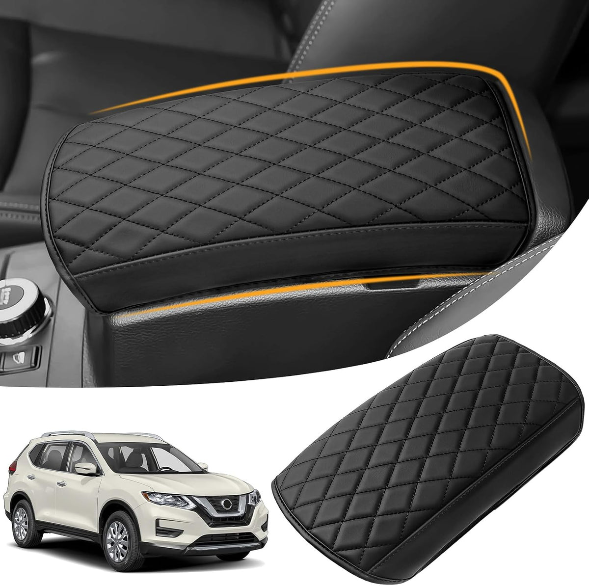 Car Center Console Cover Compatible with Nissan Rogue 2014 2015 2016 2017 2018 2019 2020 Accessories,Microfiber Leather Car Armrest Box Pad,Console Armrest Box Lid Protector
