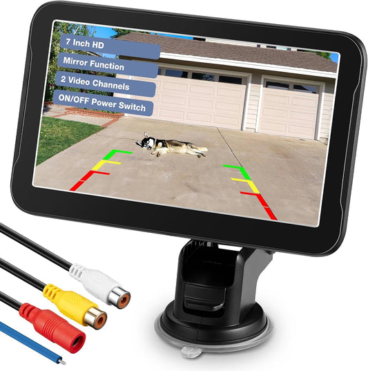 Backup Camera Monitor Only - 7 Inch HD Image Back up Camera Screen for Cars Trucks SUVs Vans RVs Trailers Campers, Dashboard/Windshield Installation, 12V/24V, Camera Not Included (7 Inch)