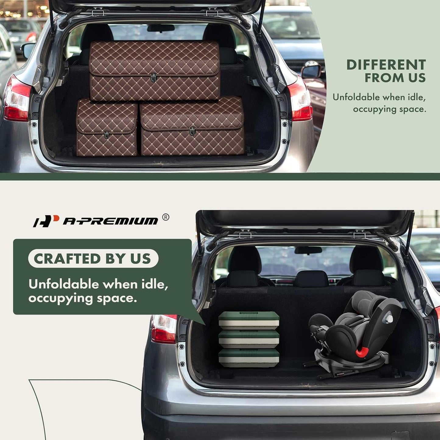 A-Premium Multifunctional Foldable Trunk Organizer and Storage Box | for Portable Car Storage Box with Waterproof Bag Heavy-Duty Container 45L 47-Quart for Camping, Picnic, Home, Garage box, etc