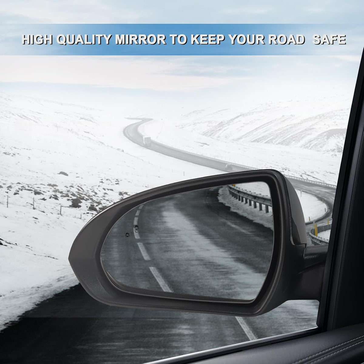 Left Driver Side Mirror Assembly Fits 2017 2018 2019 2020 Hyundai Elantra with Power Glass Heated Blind Spot Detection and Manual Folding Match to Black Replace HY1320226 (7Pins)